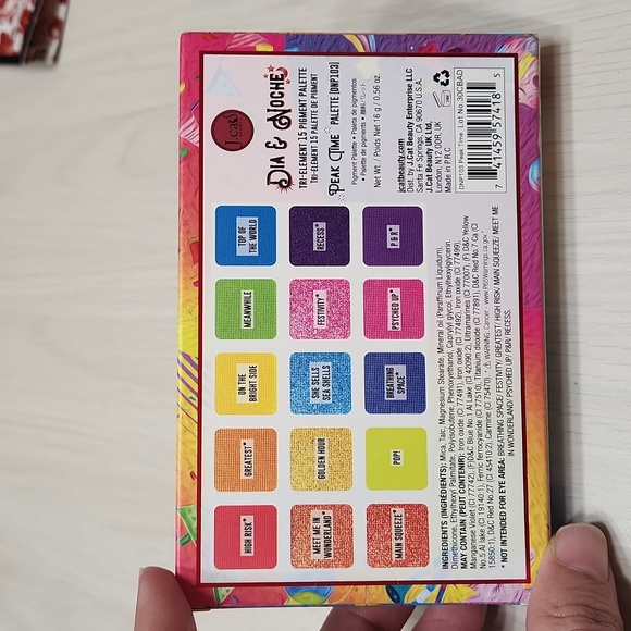 J. Cat Beauty Dia & Noche 💚Peak Time🩵 Eyeshadow Palette 💖💙15 colors 💜🧡 NEW - Picture 3 of 5
